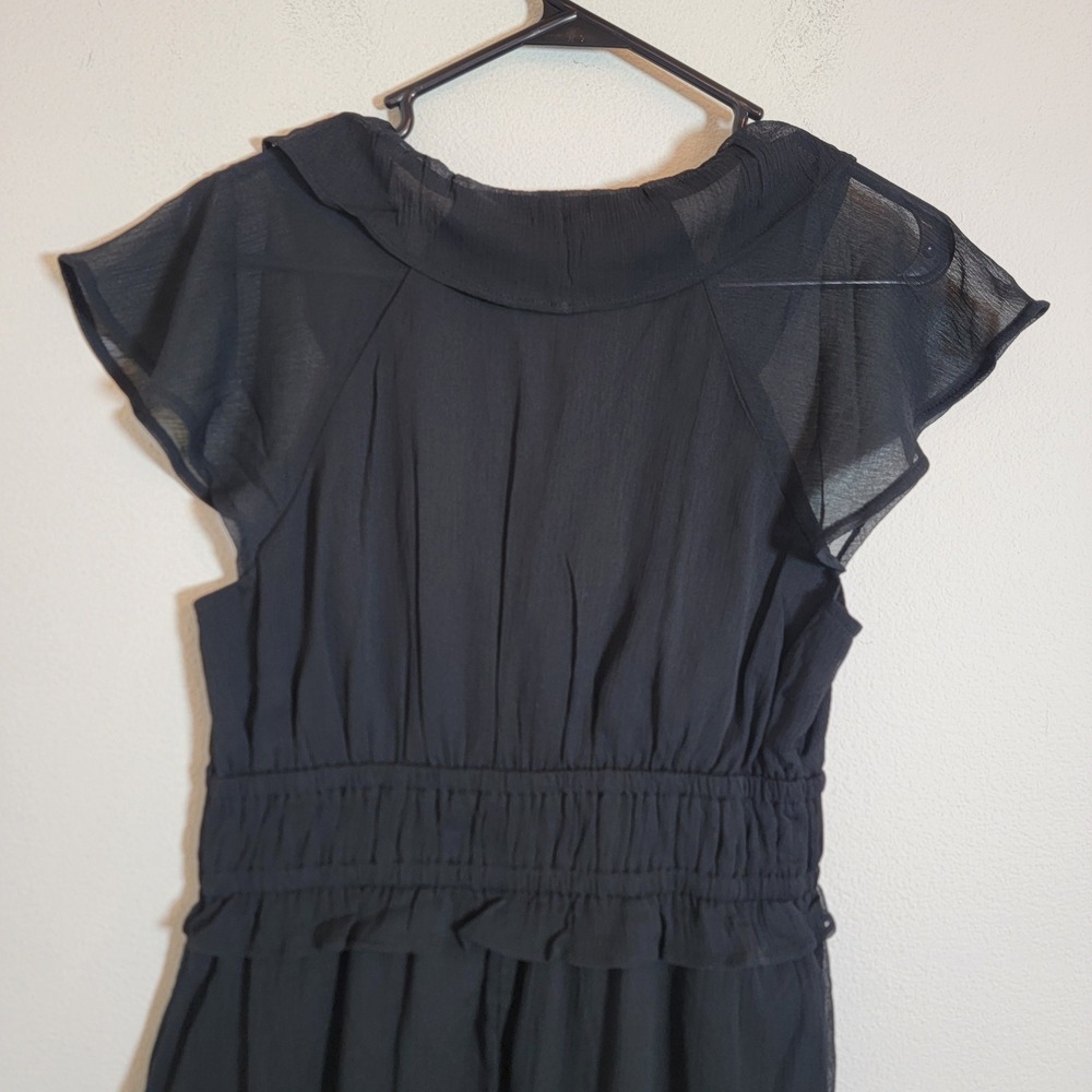 Old Navy Ruffle Chiffon Black Midi Dress Small Cotton Lined 753125 NWT - Picture 8 of 15